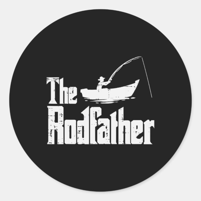 The Rodfather Fun Fishing Fathers Day Movie Pun Da Classic Round Sticker (Front)
