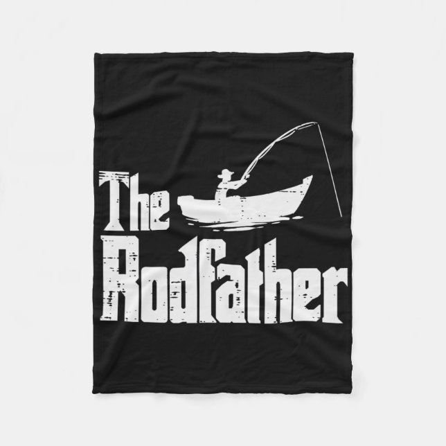 The Rodfather Fun Fishing Fathers Day Movie Pun Da Fleece Blanket (Front)