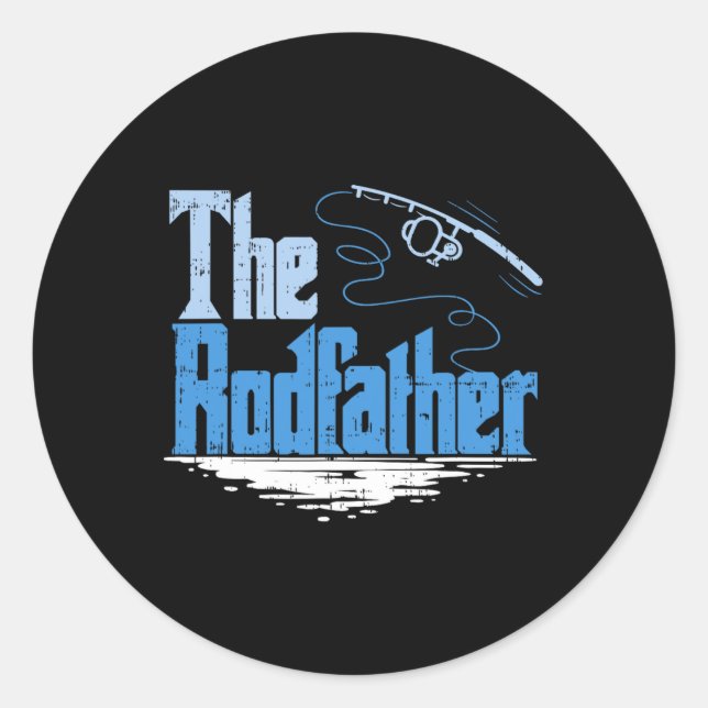 The Rodfather Funny Fishing Parody  Classic Round Sticker (Front)