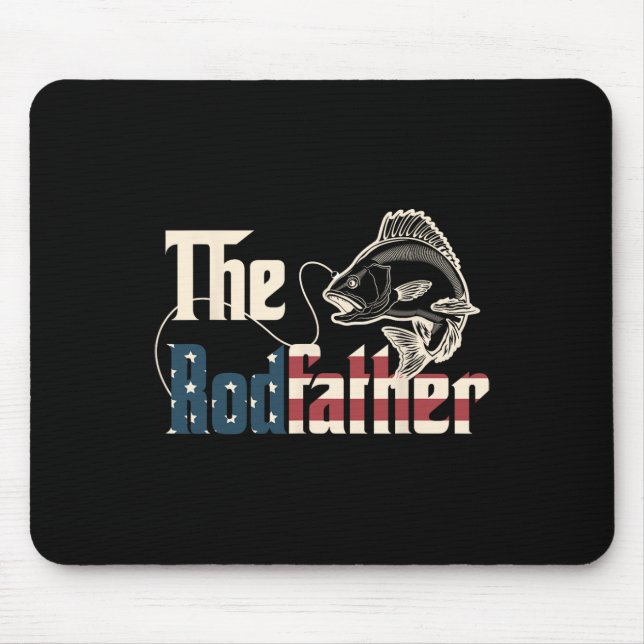 The Rodfather Retro Groovy Fishing Lover Fathers D Mouse Mat (Front)