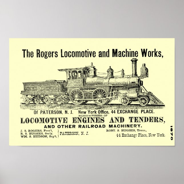 The Rogers Locomotive Works, Paterson,N.J.1870 Poster (Front)