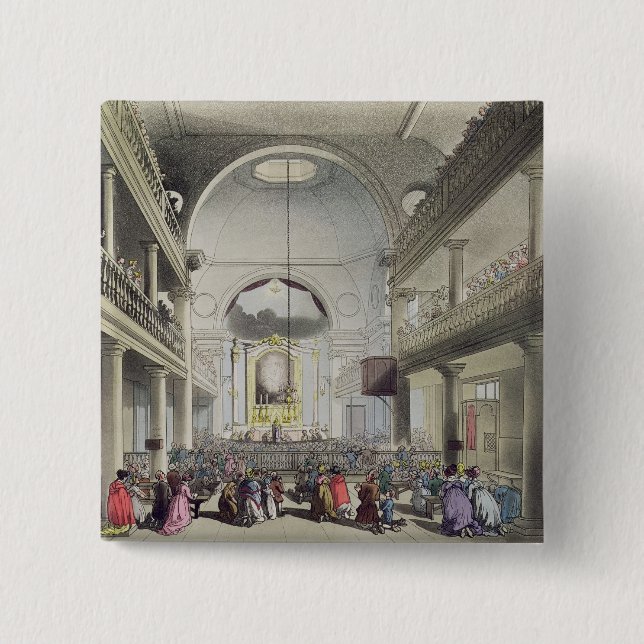 The Roman Catholic Chapel, Lincolns Inn Fields, fr 15 Cm Square Badge (Front)