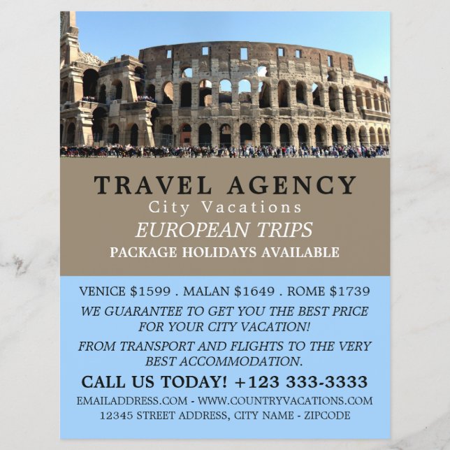 The Roman Colosseum, Rome, Travel Agency Advert Flyer (Front)