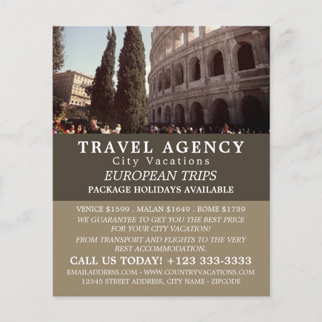 The Roman Colosseum, Travel Agency Advertising Flyer (Front)