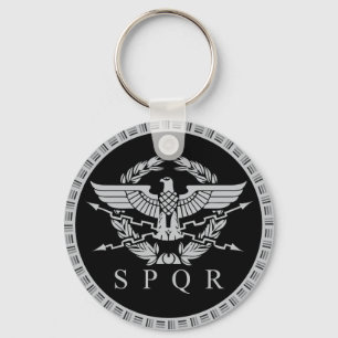 The Roman Empire Emblem Button Keychain. Key Ring
