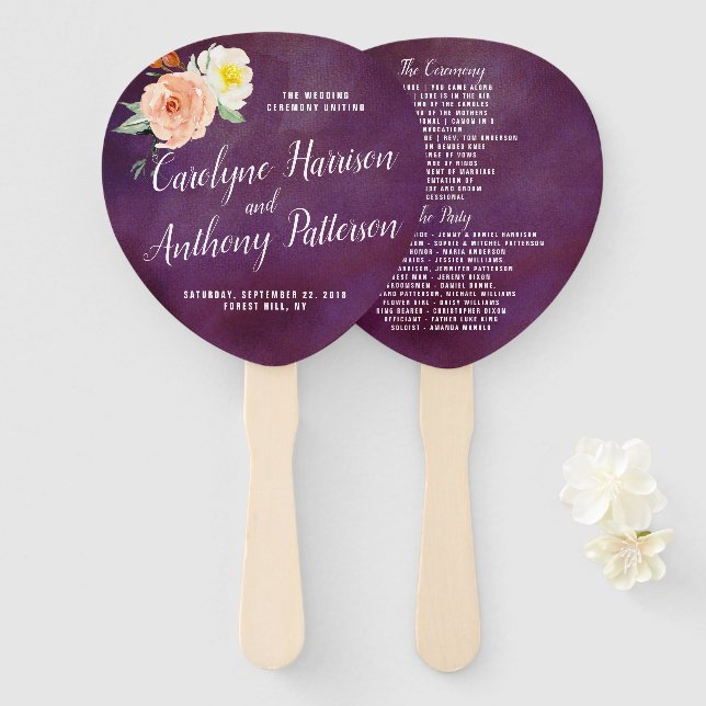 The Romance In Bloom Wedding Collection Hand Fan (Front and Back)