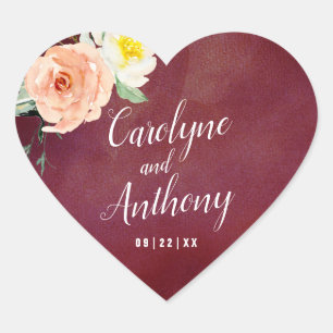The Romance In Bloom Wedding Collection Heart Sticker