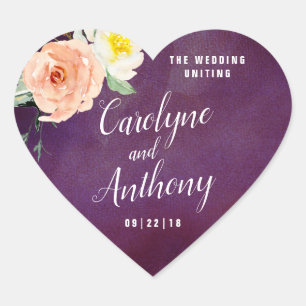 The Romance In Bloom Wedding Collection Heart Sticker