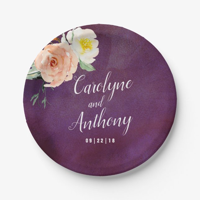 The Romance In Bloom Wedding Collection Paper Plate (Front)