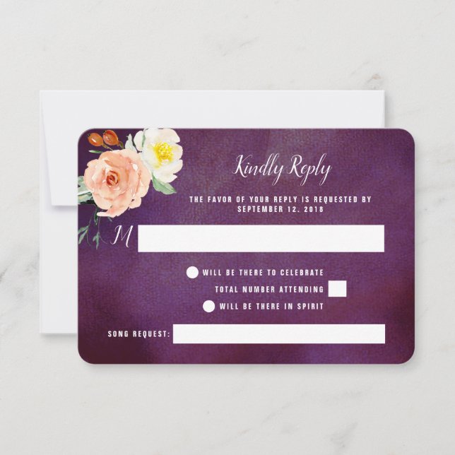 The Romance In Bloom Wedding Collection RSVP Card (Front)