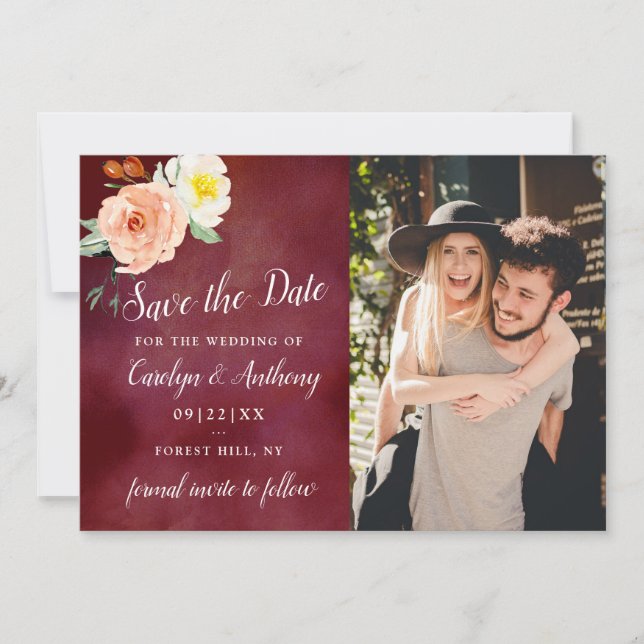 The Romance In Bloom Wedding Collection Save The Date (Front)