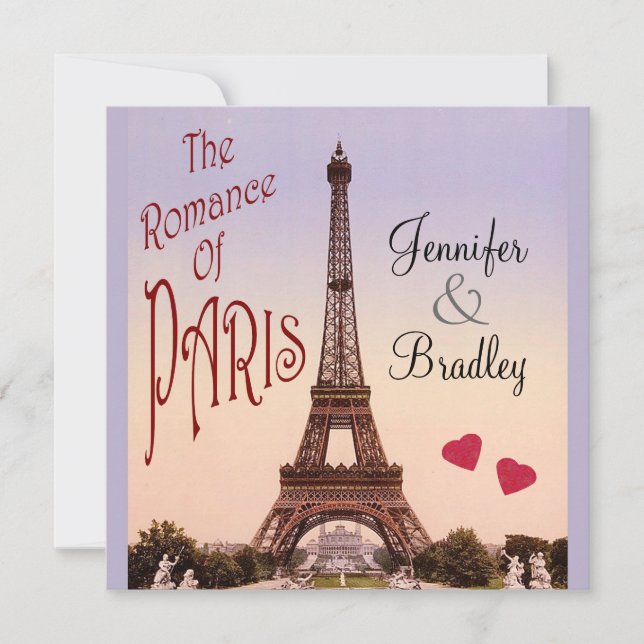 The Romance of Paris ~ Vintage Wedding Invitation (Front)