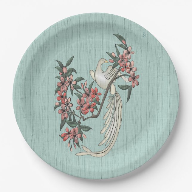 The Romance of Silk Aqua  Paper Plate (Front)