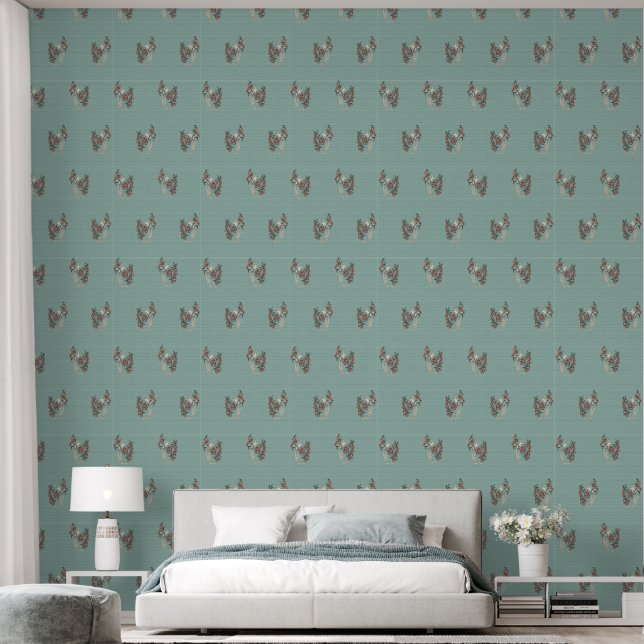 The Romance of Silk Aqua Wallpaper (Bedroom)