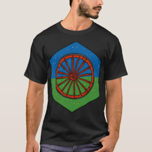 The Romani Flag With Stars And Flowers. T-Shirt