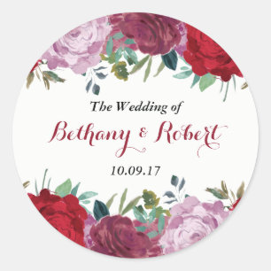 The Romantic Floral Wedding Collection Classic Round Sticker