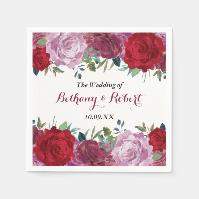 The Romantic Floral Wedding Collection Napkin (Front)