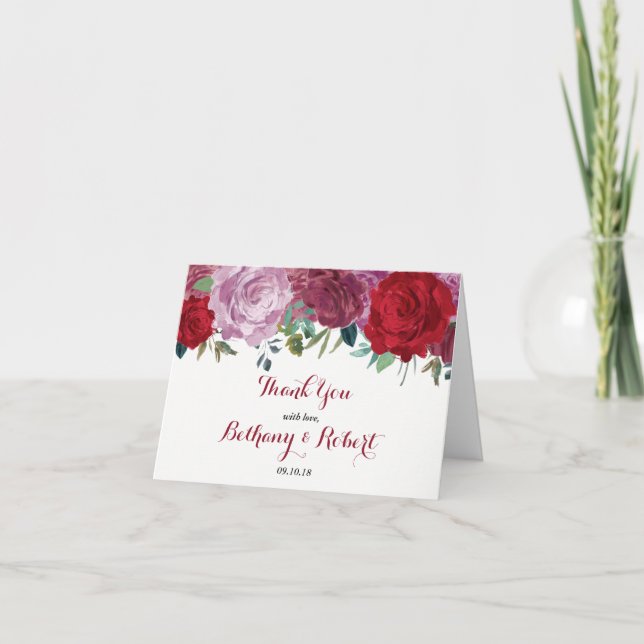 The Romantic Floral Wedding Collection Thank You Card (Front)