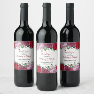 The Romantic Floral Wedding Collection Wine Label