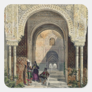 The Room of the Two Sisters in the Alhambra, Grana Square Sticker