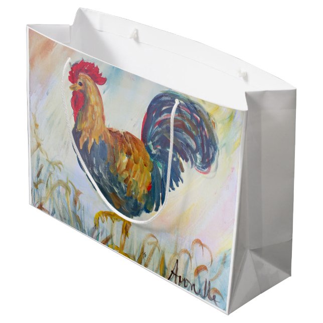 The Rooser on White Large Gift Bag (Back Angled)