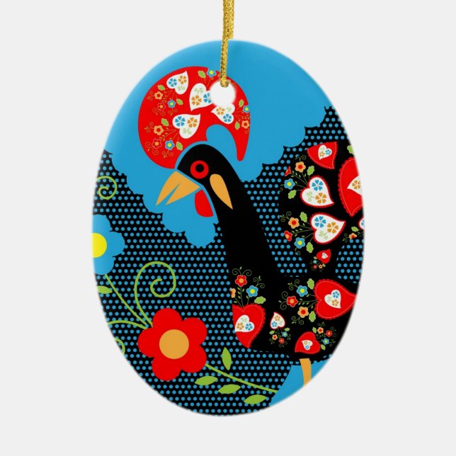 The Rooster of Portugal Ceramic Tree Decoration (Front)