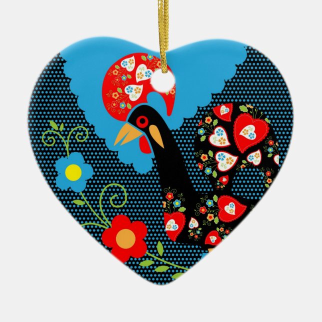 The Rooster of Portugal  Ceramic Tree Decoration (Front)