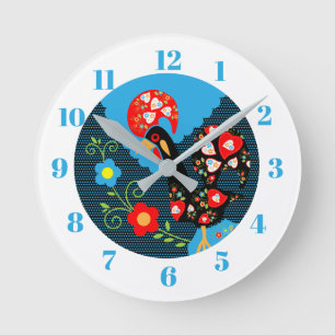 The Rooster of Portugal Round Clock