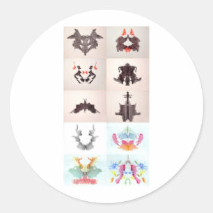 The Rorschach Test Ink Blots All 10 Plates 1-10 Classic Round Sticker