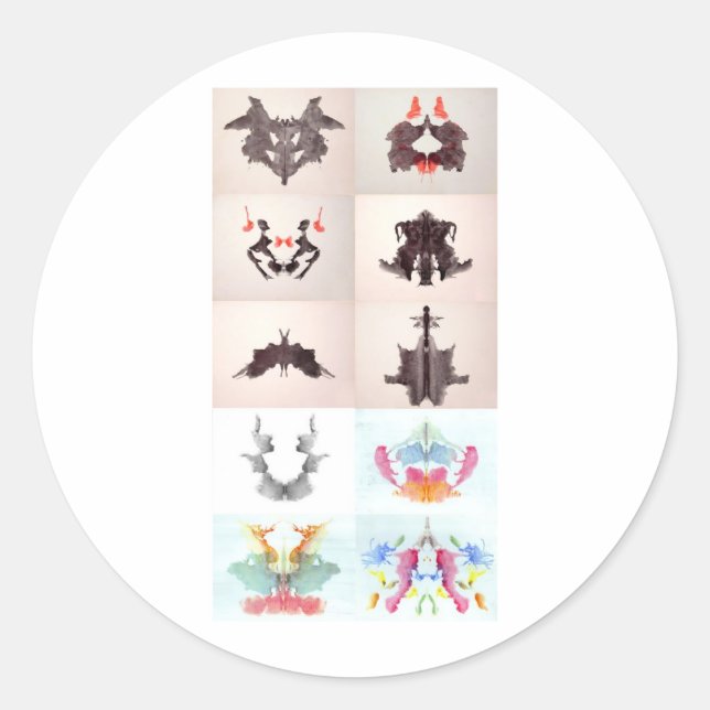 The Rorschach Test Ink Blots All 10 Plates 1-10 Classic Round Sticker (Front)