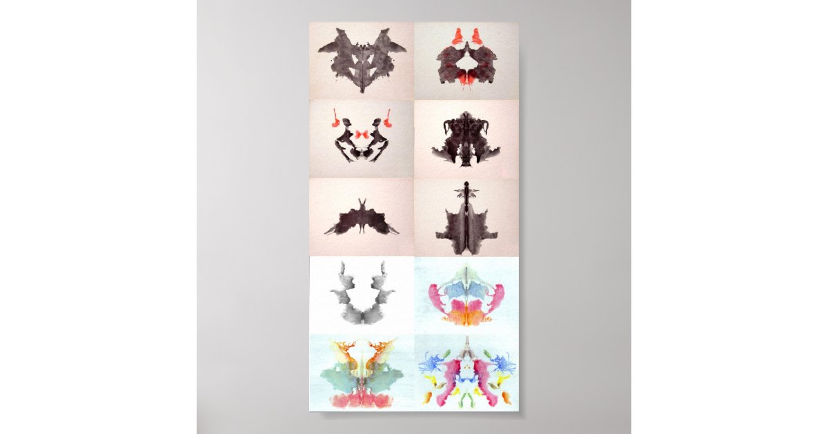 The Rorschach Test Ink Blots All 10 Plates 1-10 Poster | Zazzle