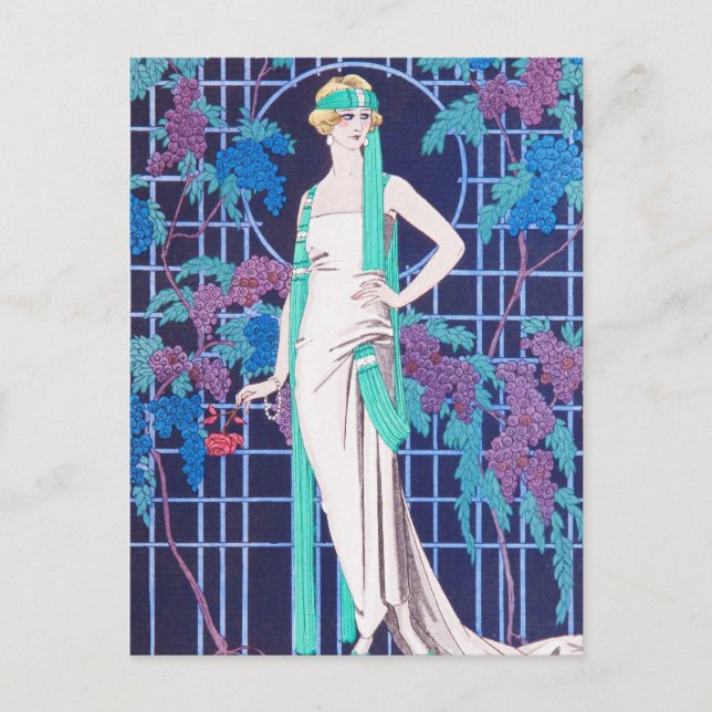 The Roses and the Night Art Deco Postcard (Front)