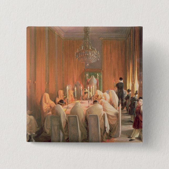 The Rothschild Family at Prayer 15 Cm Square Badge (Front)