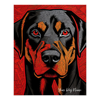 The Rottweiler Dog, Red and Black 003 - Ulises Dal Poster