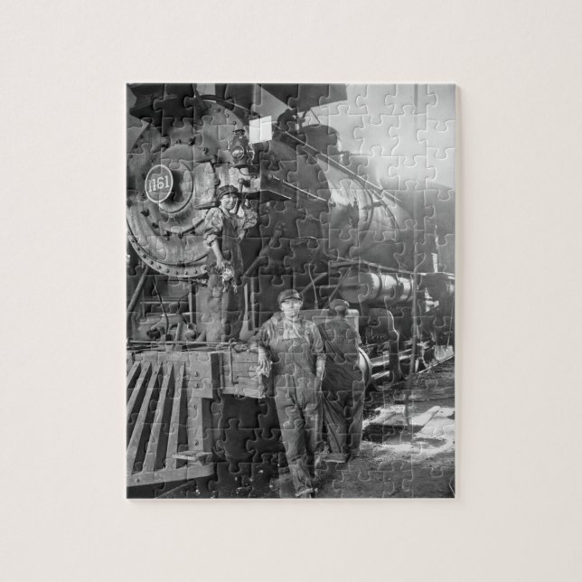 The Roundhouse Gals Vintage Locomotive Jigsaw Puzzle (Vertical)