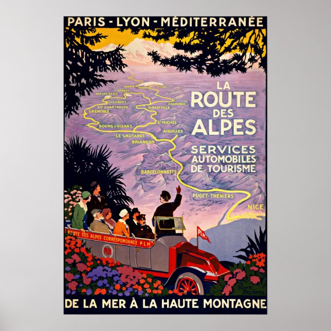 The Route Des Alpes France Vintage Travel Poster (Front)