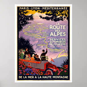 The Route Des Alpes France Vintage Travel Poster