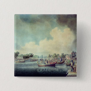 The Rowing Match at Richmond 15 Cm Square Badge