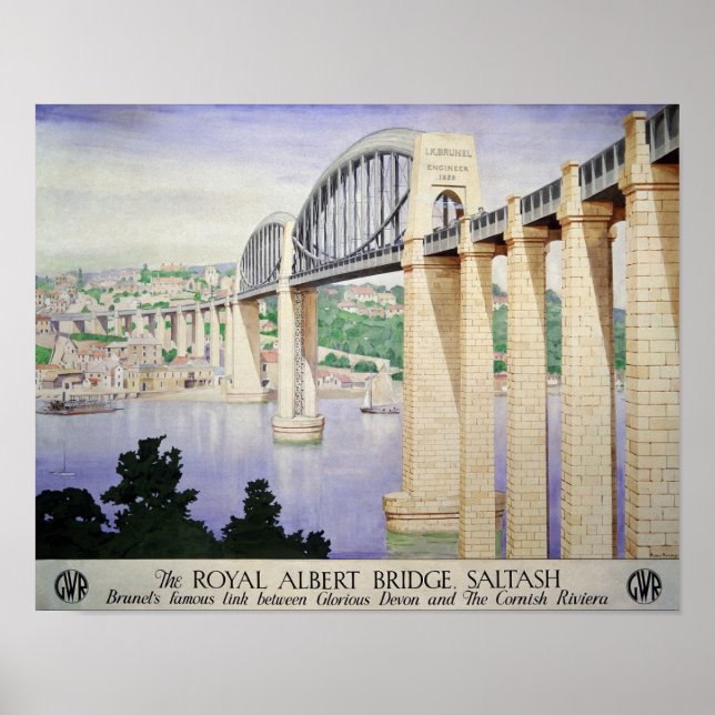 The Royal Albert Bridge, Saltash  Vintage Travel  Poster (Front)