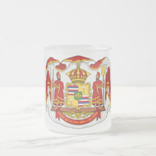 The Royal Coat of Arms of the Kingdom of Hawaii Frosted Glass Coffee Mug