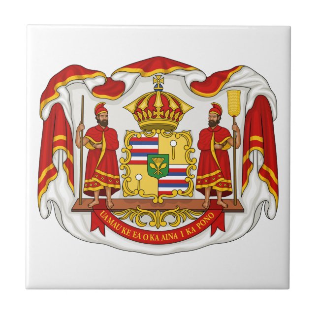 The Royal Coat of Arms of the Kingdom of Hawaii Tile (Front)