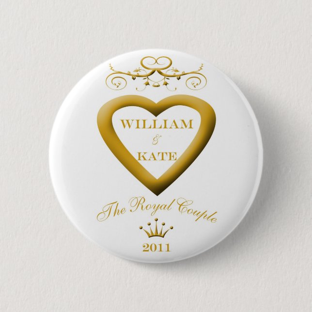 The Royal Couple William and Kate Souvenier Button (Front)