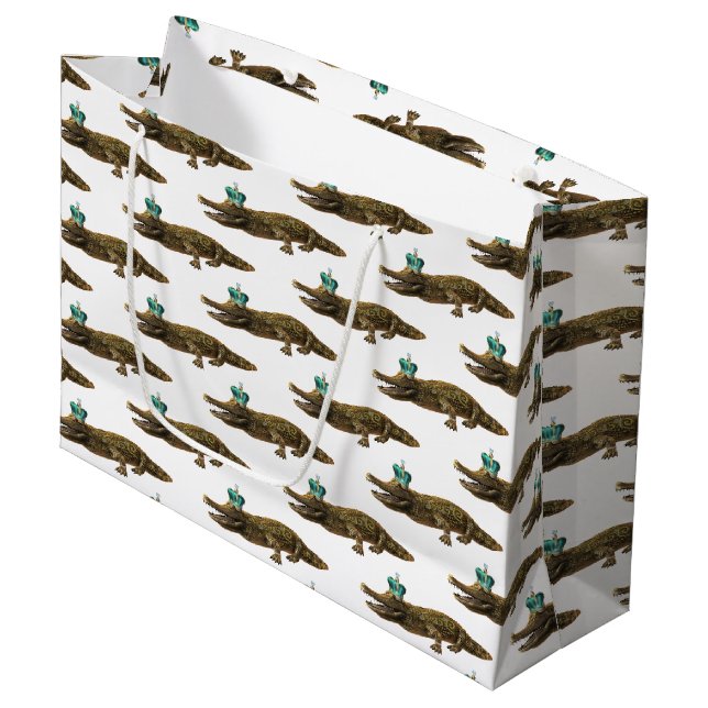 The Royal Croc - Jewel Alligator Large Gift Bag (Front Angled)
