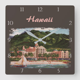 The Royal Hawaiian Hotel Custom Square Wall Clock