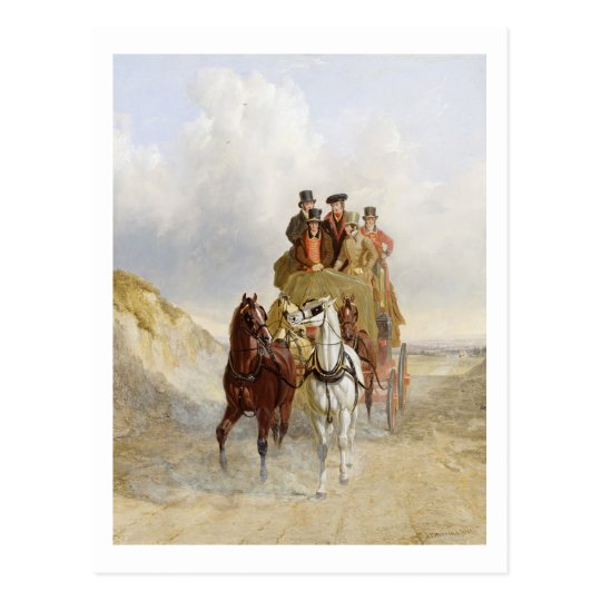 The Royal Mail Coach on the Road, 1841 (oil on pan Postcard