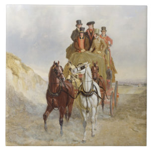 The Royal Mail Coach on the Road, 1841 (oil on pan Tile