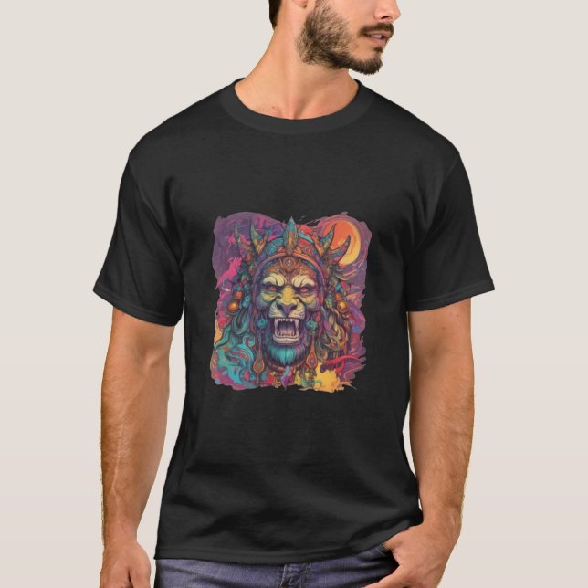 The Royal Roar: A Dual Perspective of the Lion's M T-Shirt (Front)