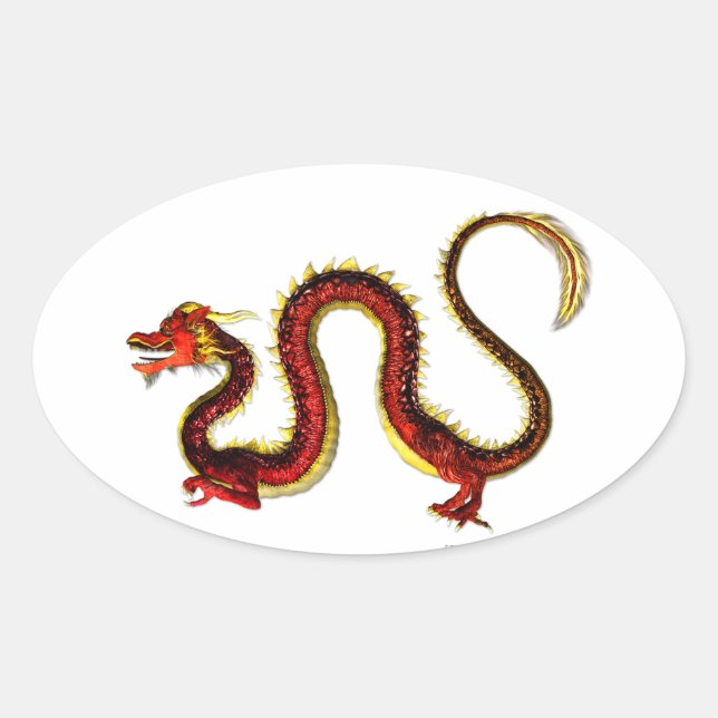 The Ruby Dragon Oval Sticker (Front)