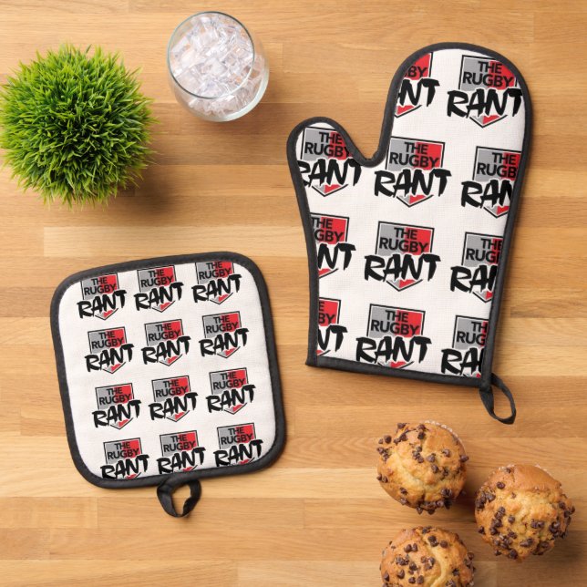 The Rugby Rant Oven Mitts Oven Mitt & Pot Holder Set (Top Down)