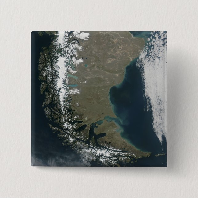 The rugged, snow-capped Andes 15 Cm Square Badge (Front)